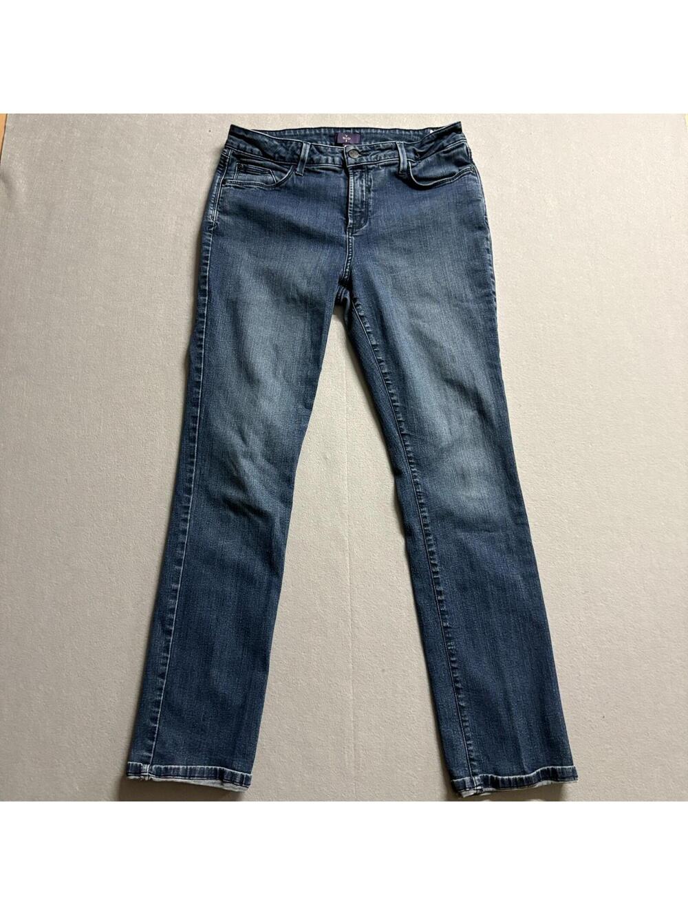 NYDJ Slim Straight Jeans Womens 10 Fits Like 31x30 Stretch Medium Wash Denim